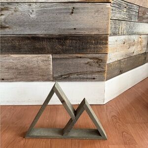 Wood Triangle Mountain Shelf Decor - Gray